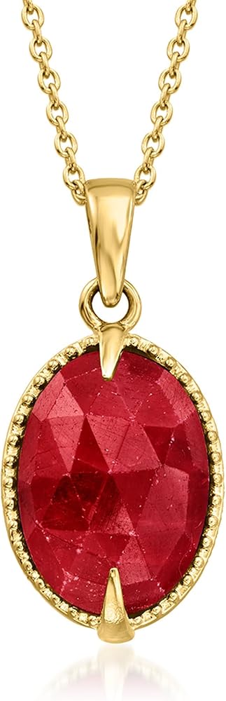 Ross-Simons 6.50 Carat Ruby Pendant Necklace in 18kt Gold Over Sterling. 18 inches