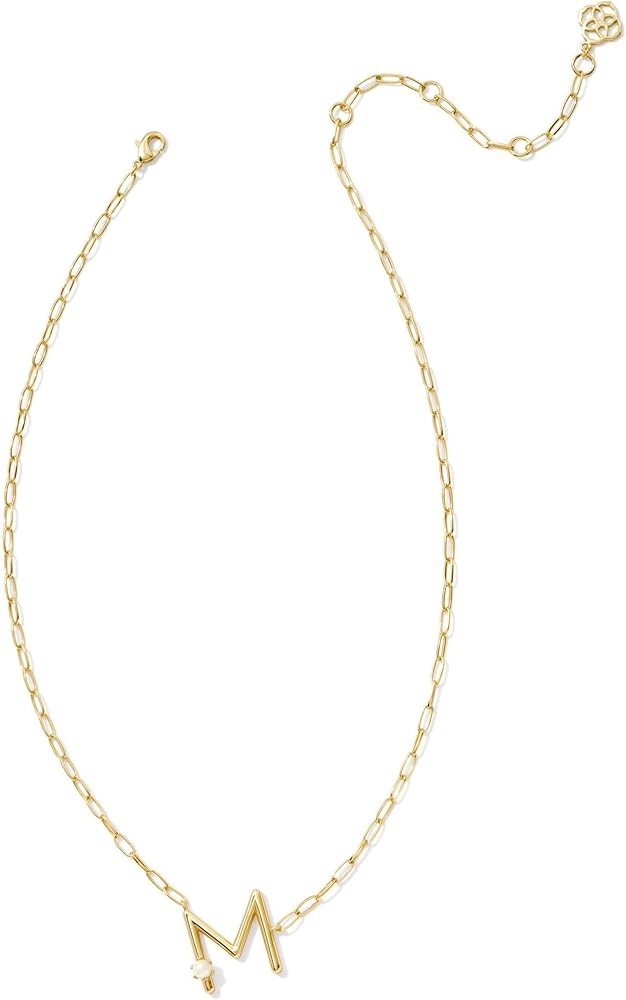Kendra Scott Womens Pearl Letter M Short Pendant Necklace Gold White Pearl One Size