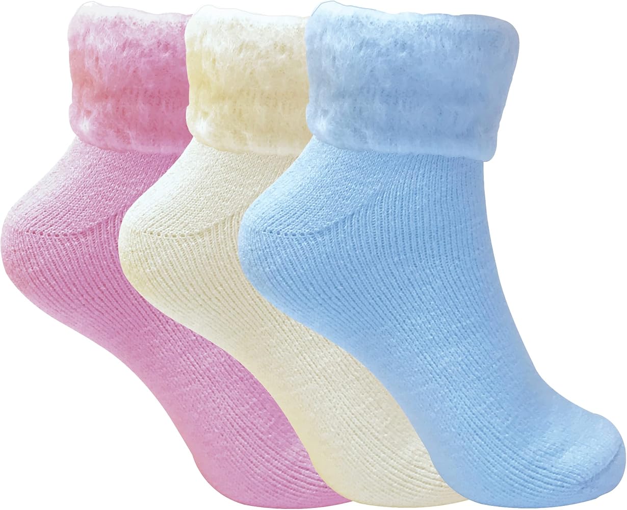 3 Pack Womens Fluffy Pastel Thermal Low Cut Ankle Sleep Bed Socks for Cold Feet