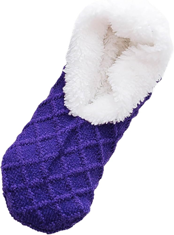 Women Fleece Lined Knit Warm Socks, Winter Home Sleeping Thick Slipper Socks Soft Comfy Non Slip Socks Low Cut Socks
