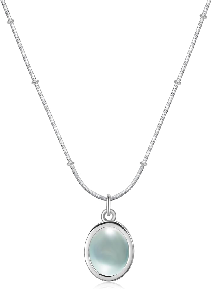 Cat's Eye Stone Oval Pendant Necklace for Women Trendy Marka French Style Retro Ins Simple and Versatile Titanium Steel
