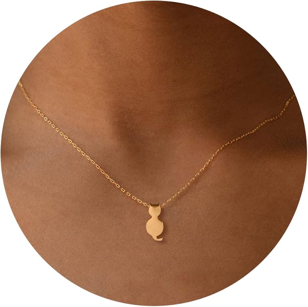 Dainty Gold Necklace-14k Gold Butterfly Bee Dog Cat Bird Turtle Animal Necklace for Women 16.5"+2"