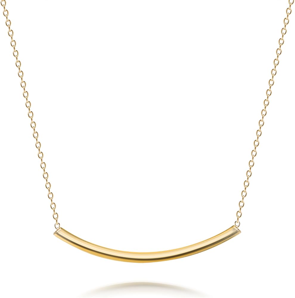 Minimalist Delicate Thin Sideways Horizontal Round Tube Curved Bar Slide Pendant Necklace For Women Teen .925 Sterling Silver