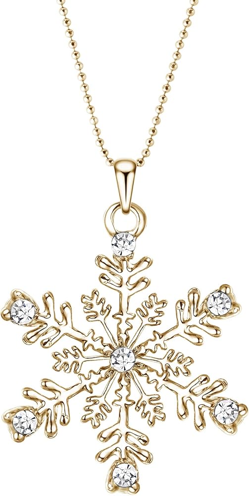 EVER FAITH Austrain Crystal Daily Winter Snowflake Flower Necklace Chain for Women Clear