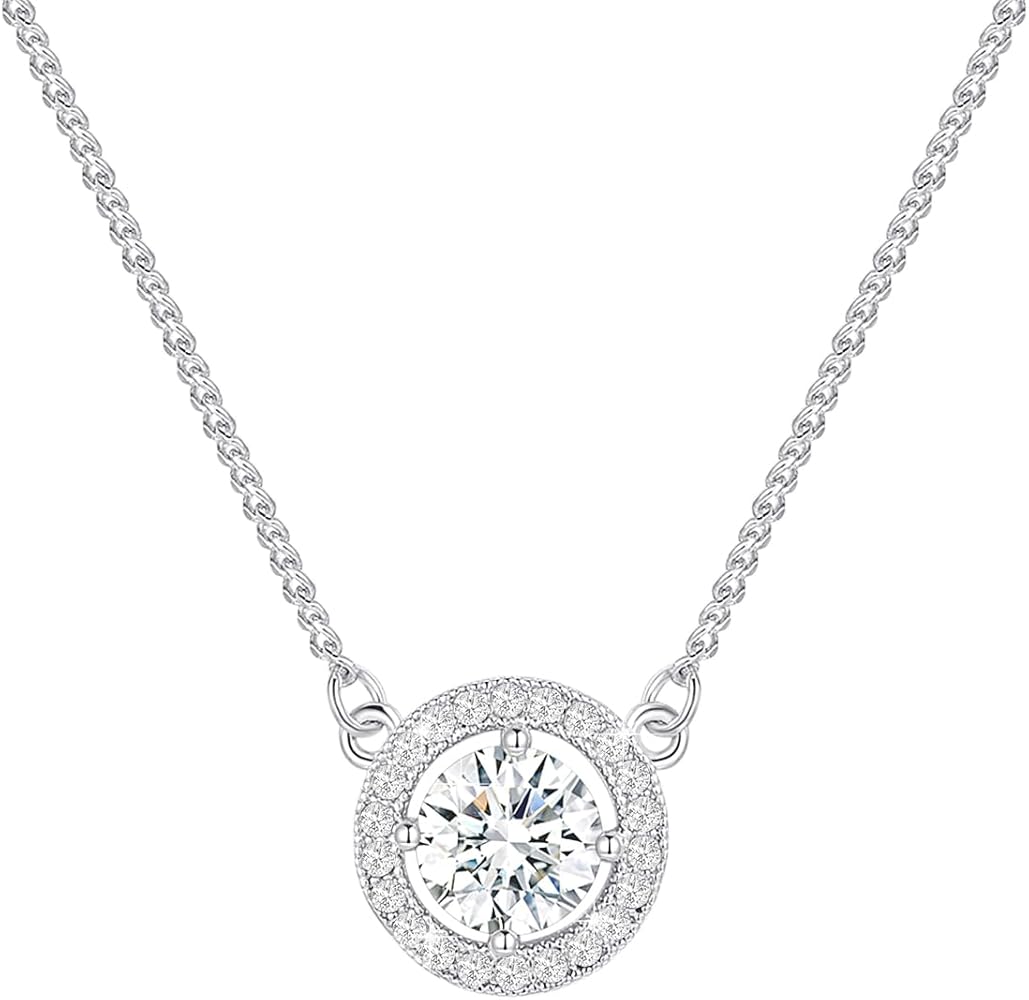 Gold Necklace for Women，14k Gold Plated Infinity Necklace Post Faux Diamond Round Solitaire Pendant Halo Necklace Key Cross Pendants Heart Dainty Gold Necklace For Women