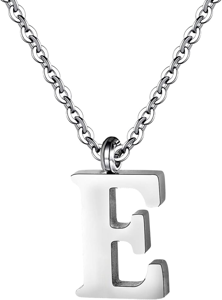 PARTNER Stainless Steel Silver Initial Necklace Alphabet Pendant Necklace 16" with 2" extender Women letter Necklace