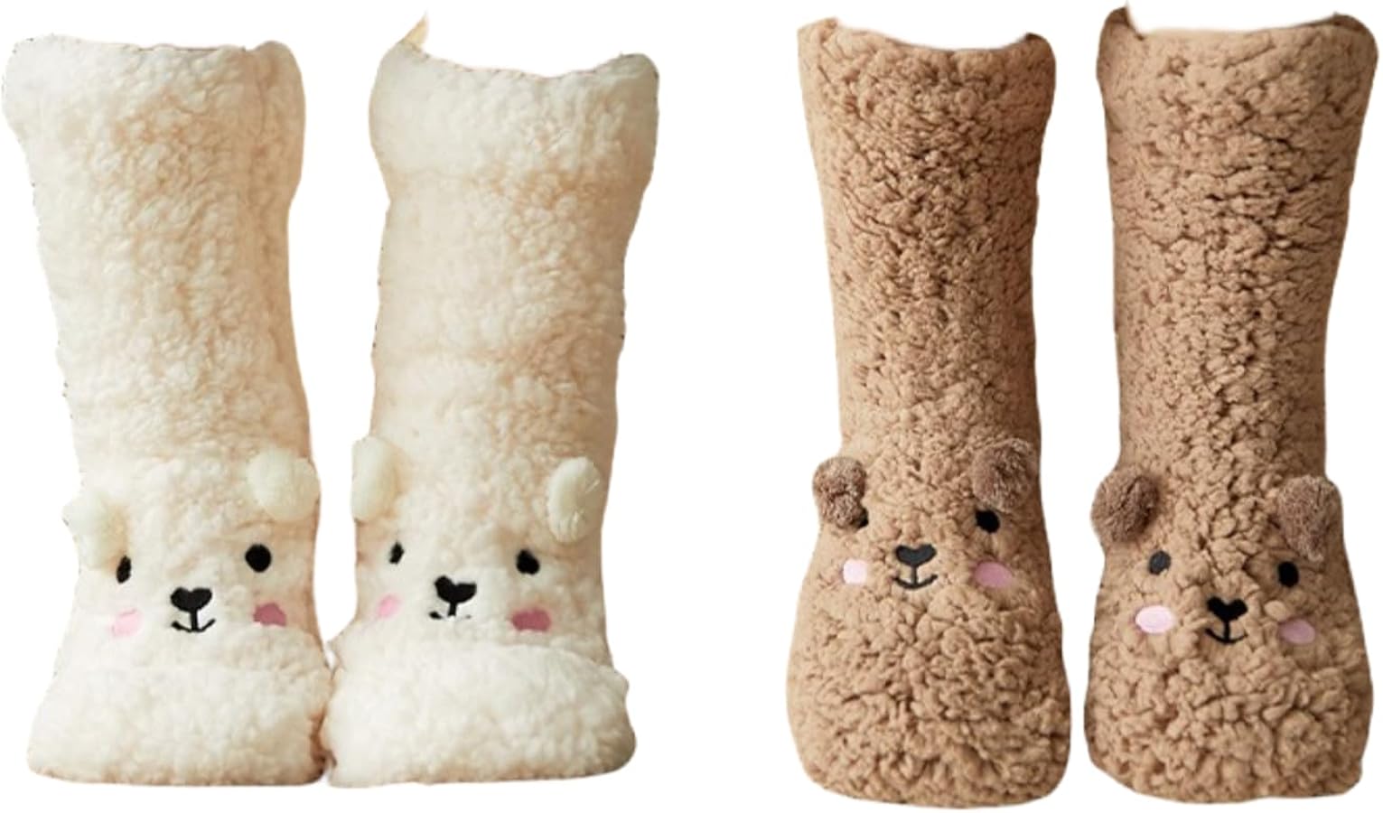 Dog Socks Fuzzy Socks Fluffy Socks Winter Warm Soft Slipper Home Sleeping Cute Animal Socks 2 Pairs