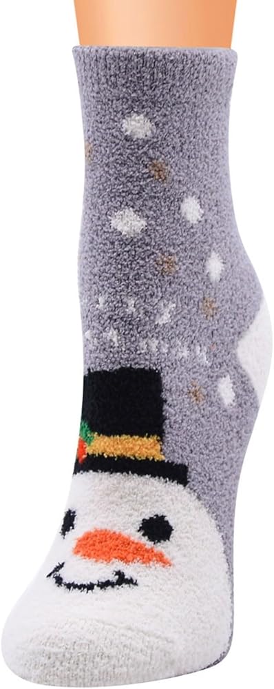 Fluffy Fuzzy Socks for Women Thermal Cozy Winter Christmas Holiday Socks Animal Print Plush Soft Sleep Home Socks Men
