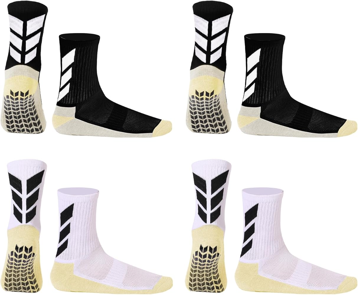 MENDENG Grip Socks Soccer Men Youth Non Slip Grippy Socks for Men Non Skid Football Hospital Anti Slip Athletic Socks