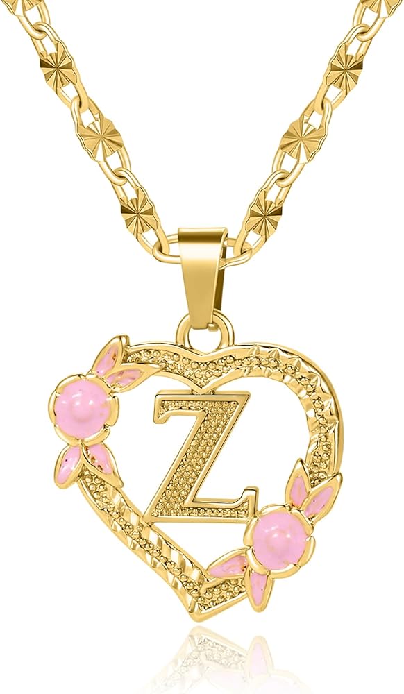 Initial Heart Necklace for Women Heart Gold Letter A-Z Name Alphabet Pendant Necklace for women Gift
