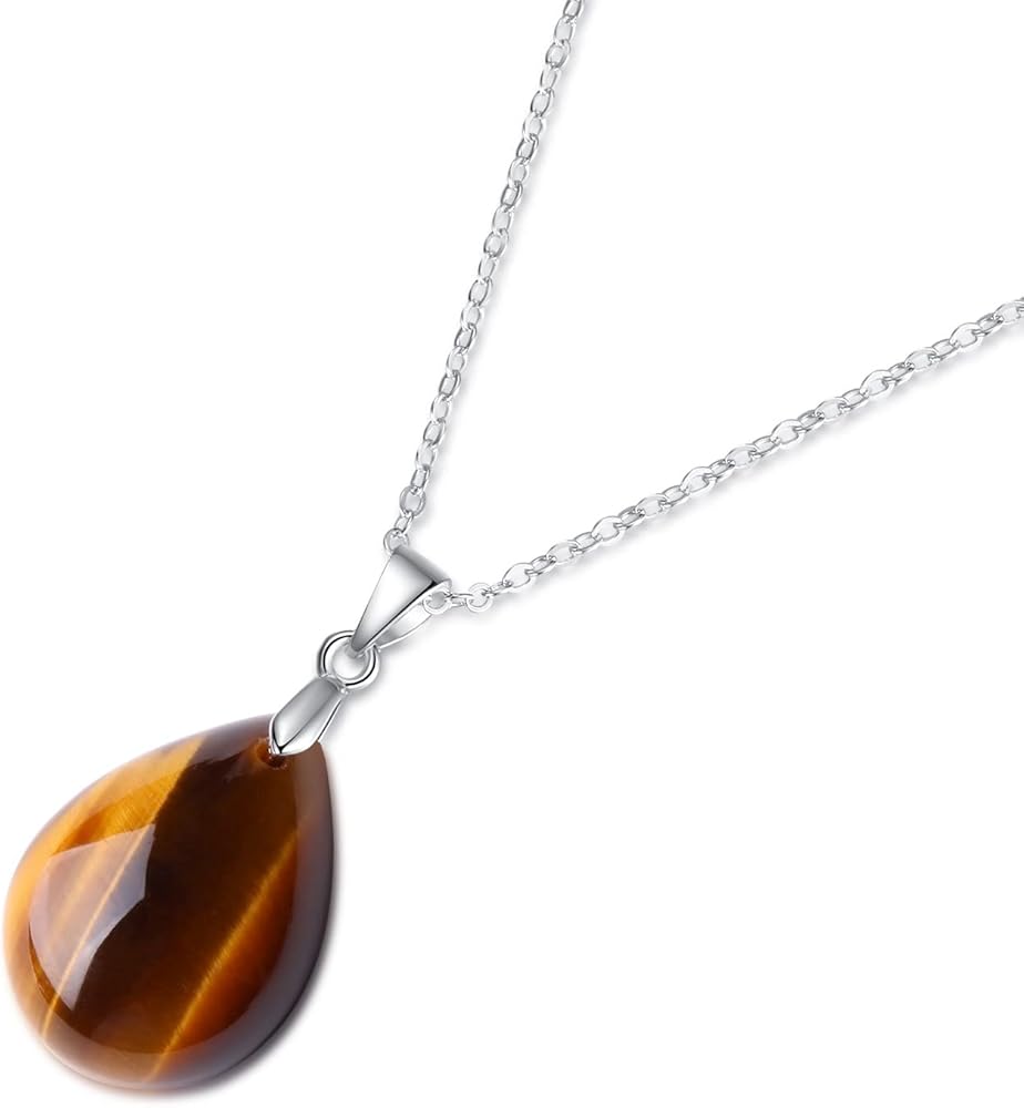 GAVU Silver Chain Teardrop Stone Crystal Necklace
