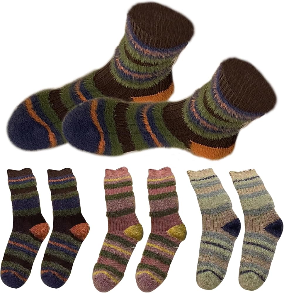 3Pack Womens Fuzzy Socks Warm Sleep Adult Socks Cozy Fluffy Winter Warm Slipper Socks