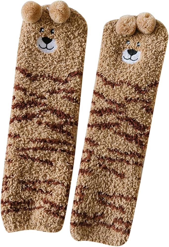Womens Fuzzy Socks Fluffy Slipper Soft Cabin Fleece Sleep Cozy Socks Girls Knee High Socks Size 2