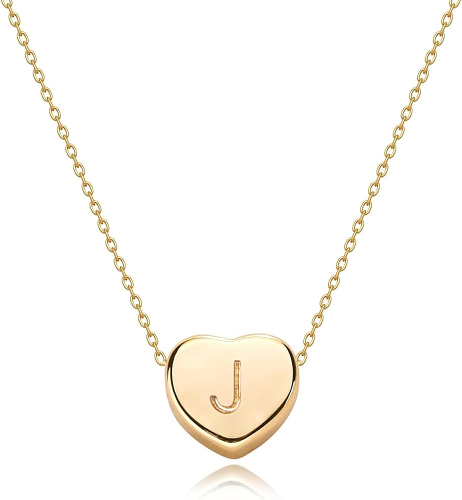 Tiny Gold Initial Heart Necklace-14K Gold Plated Handmade Dainty Letter Heart Necklace for Women Necklace Jewelry
