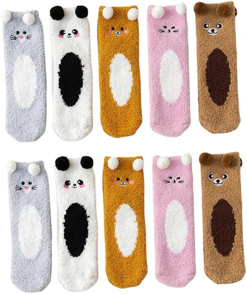 PACKOVE Floor Socks 5 Pairs Coral Fleece Warm-keeping Socks Warm Winter Socks Thermal Socks Warm Socks Warm Stockings Socks for Socks Miss Autumn and Winter Sleep Socks