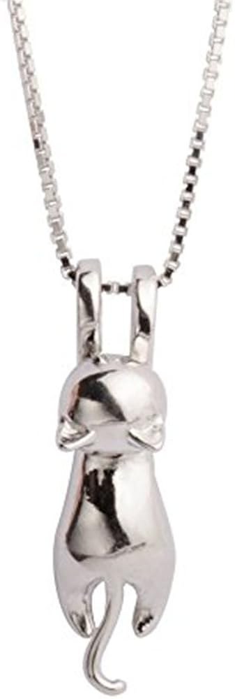 925 Sterling Silver Moon Cat Necklace Cat Pendant Necklace
