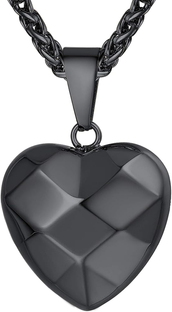 U7 Tiny Heart Necklace for Women, Stainless Steel 18K Gold/Black/Rose Gold Plated Link Chain Dainty Love Hearts Pendant Necklaces