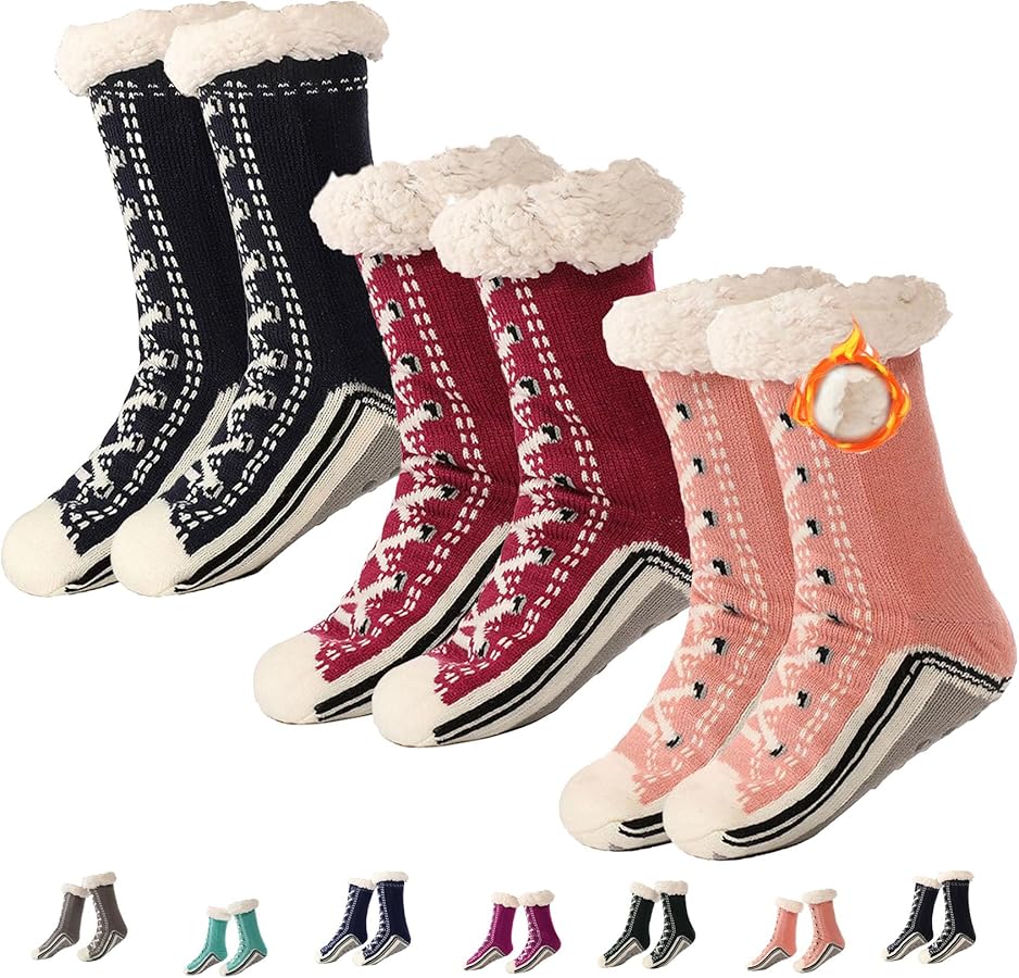 Ultra-Thick Slipper Home Socks Winter Warm Fuzzy Fluffy Soft Thick Non Slip Thermal Home Socks for Women