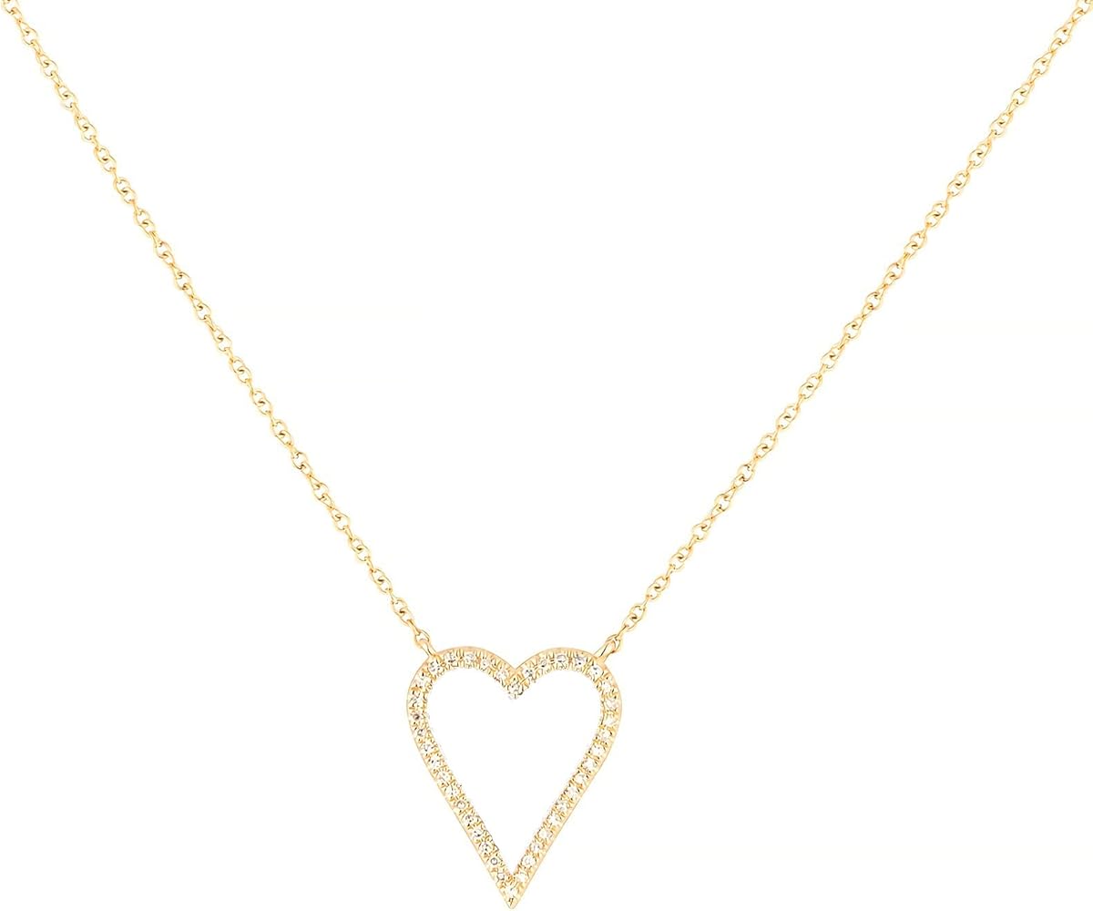 Heart Necklace for Women Trendy Preppy Jewelry Gold Plated Love Heart Pendant, Heart Paperclip Chain Necklace Cute Heart Necklaces Birthday for Women Dainty Jewelry
