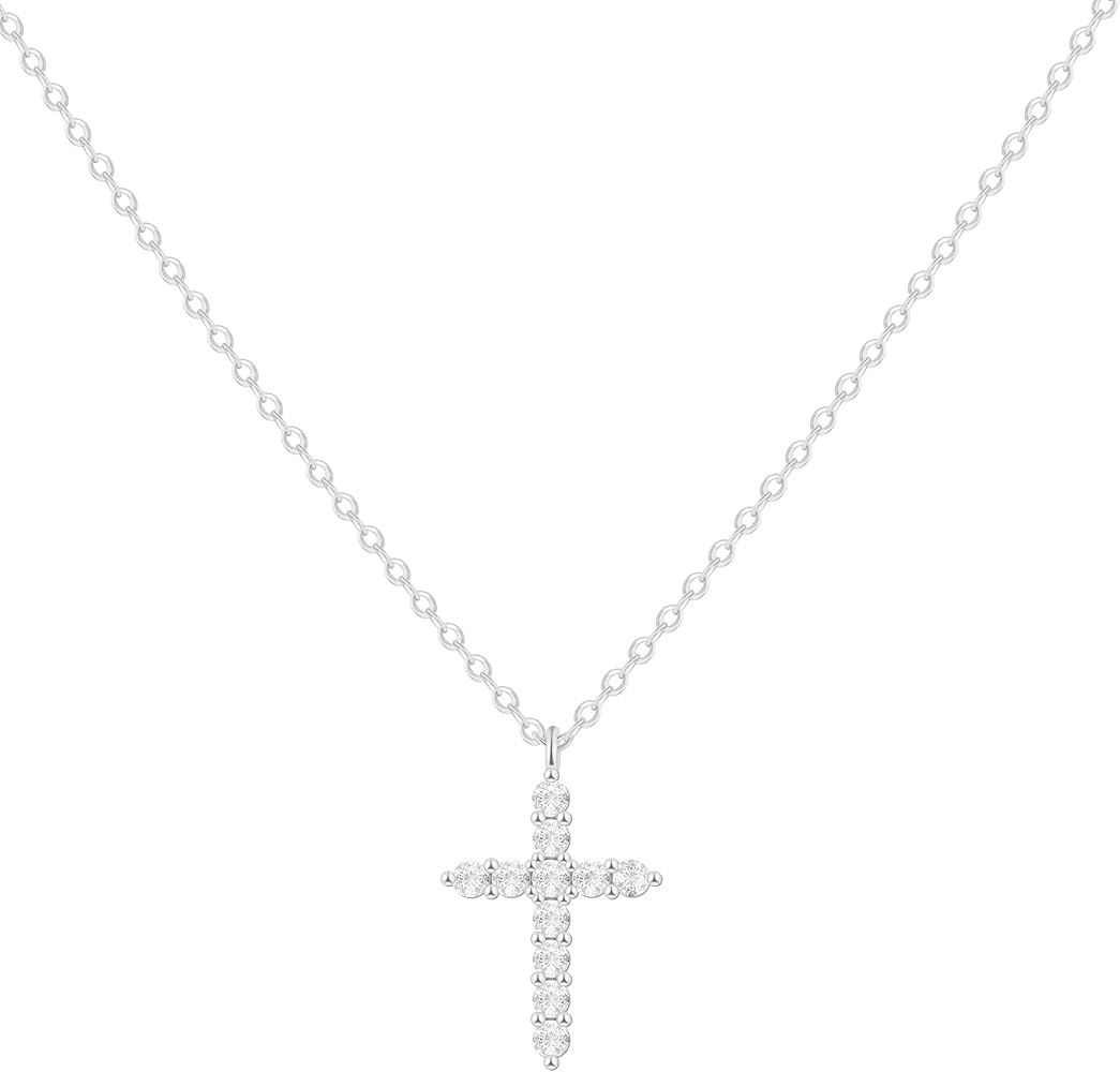 Layered Cross Necklace for Women,14K Gold Plated/Sterling Silver Plated Choker Necklaces for Women Stack Simple Cross Pendant Necklaces Jewelry for Women Trendy