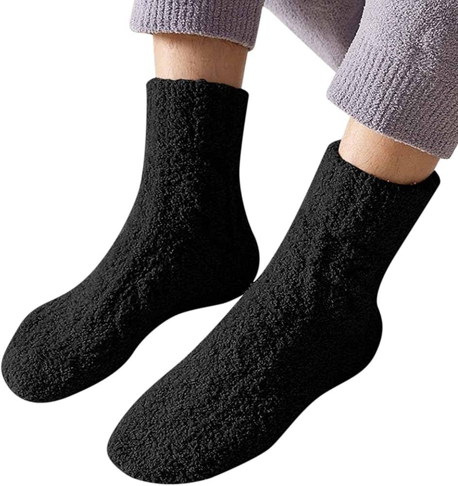 Women Fuzzy Slipper Socks Cozy Fluffy Soft Socks Crew Socks Warm Winter Slipper Socks Home Sleeping Gift Socks