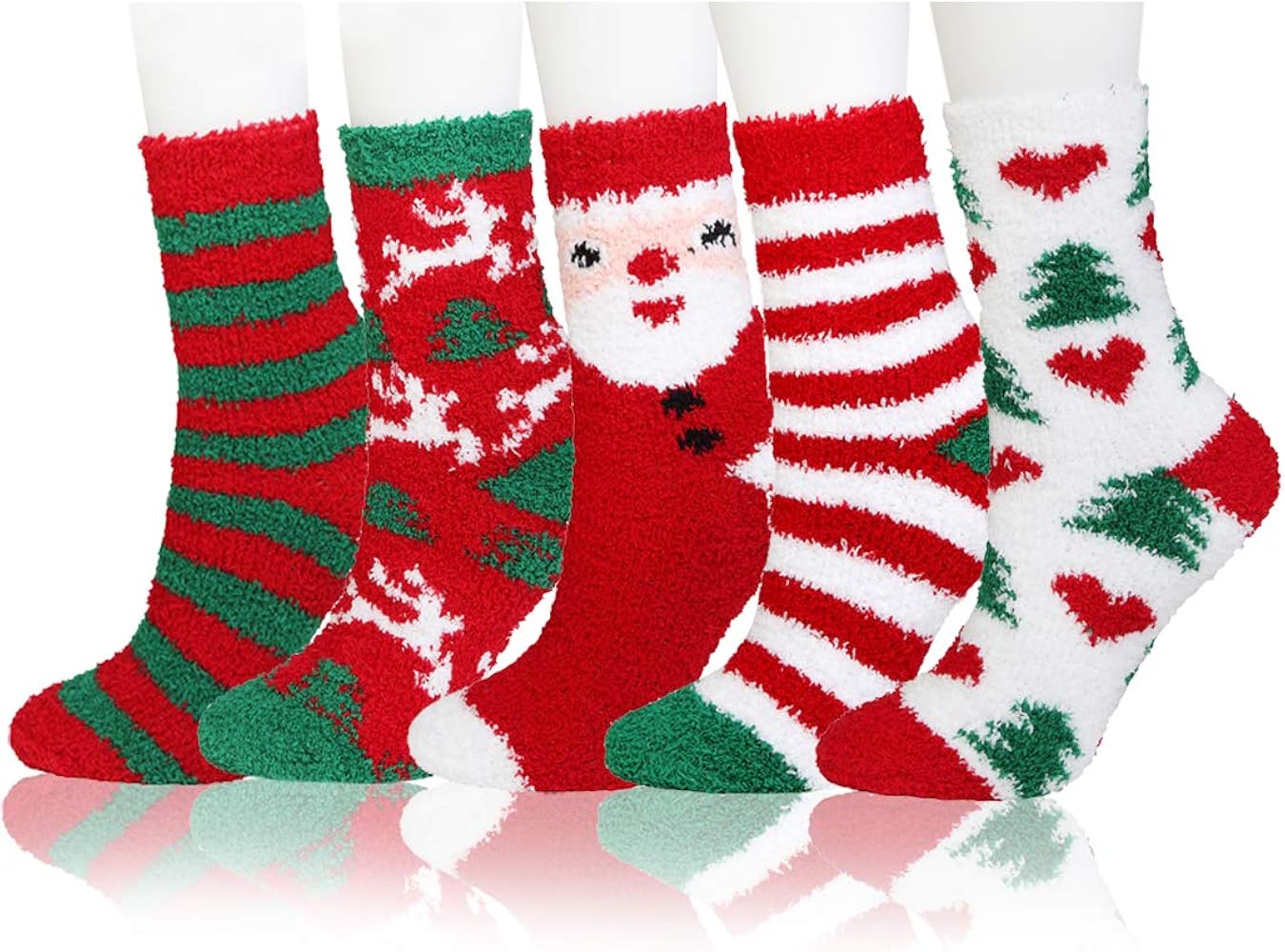 JaosWish Fuzzy Socks for Women，Fluffy Socks Warm Soft Girls Socks Sleeping Christmas Cozy Plush Sock 6 Pairs