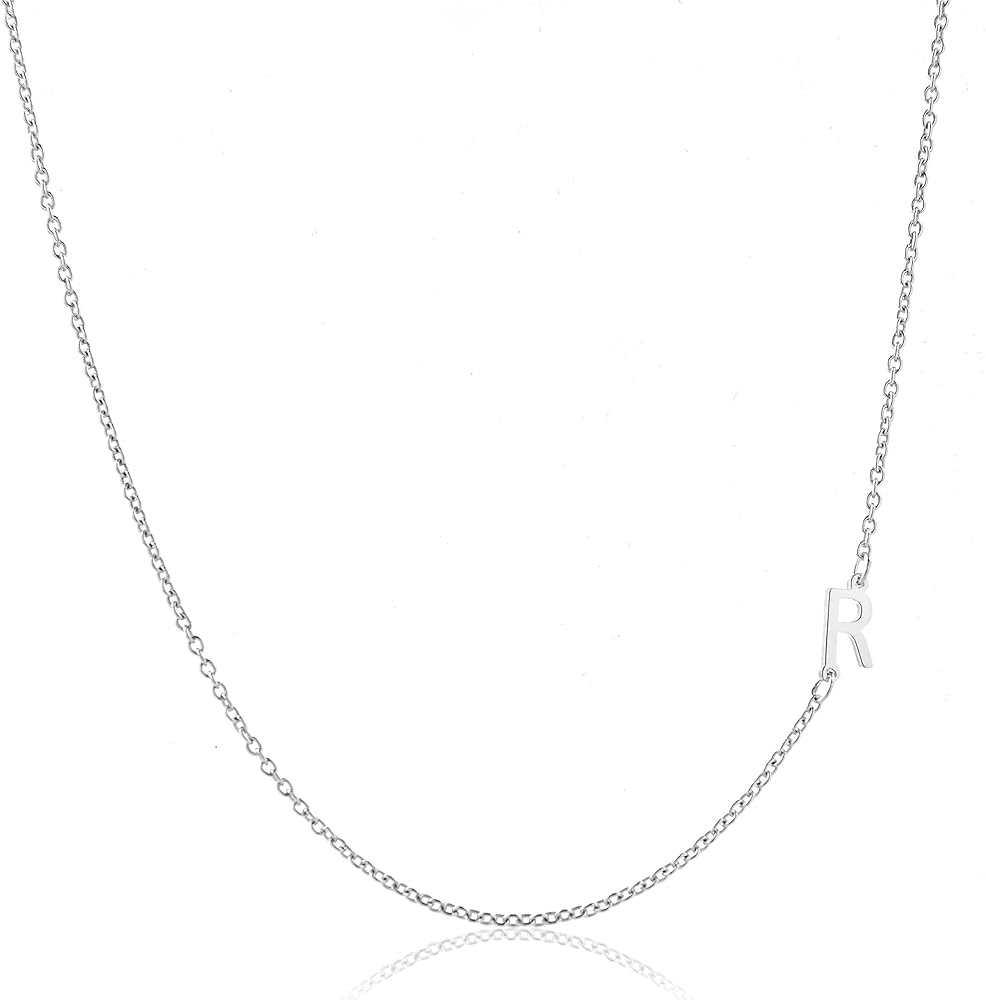Sterling Silver Side Mini Initial Necklace