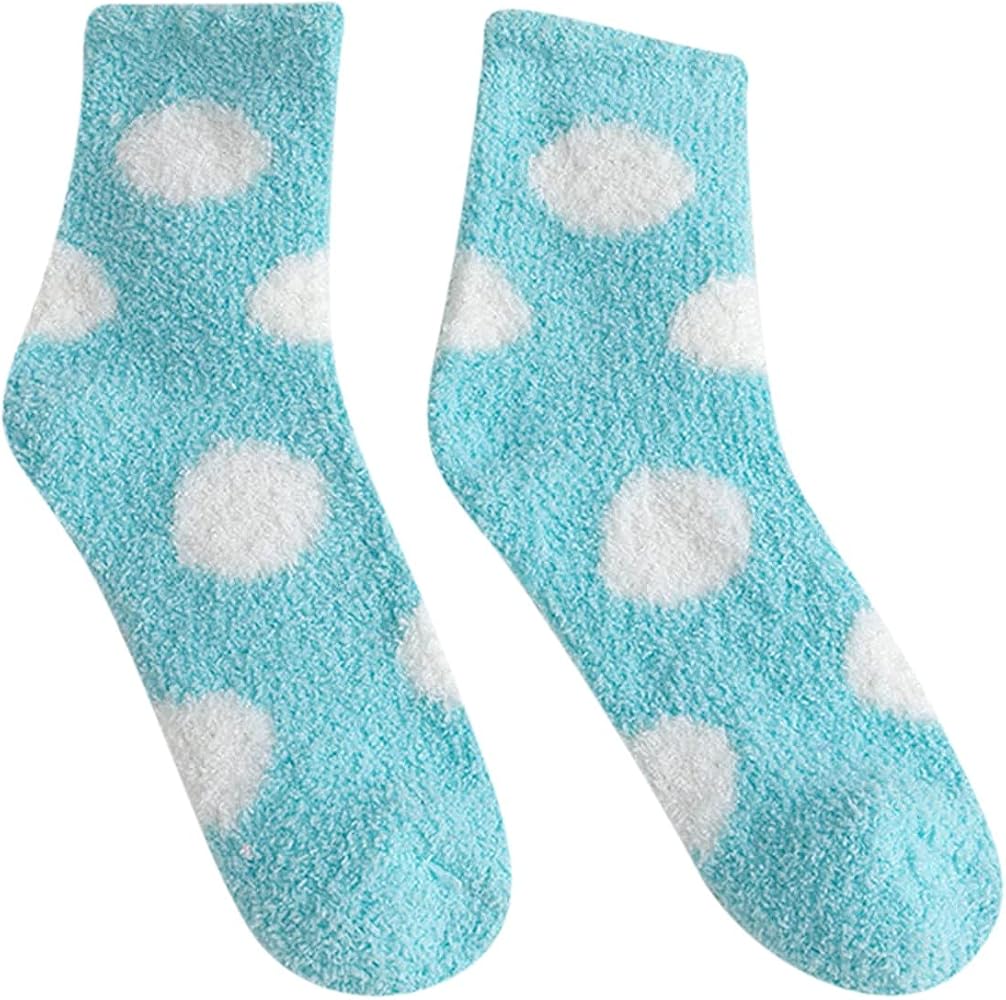 Women Coral Fleece Socks Women Autumn And Winter Tube Socks Sleep Socks Cute Christmas House Mini Stockings
