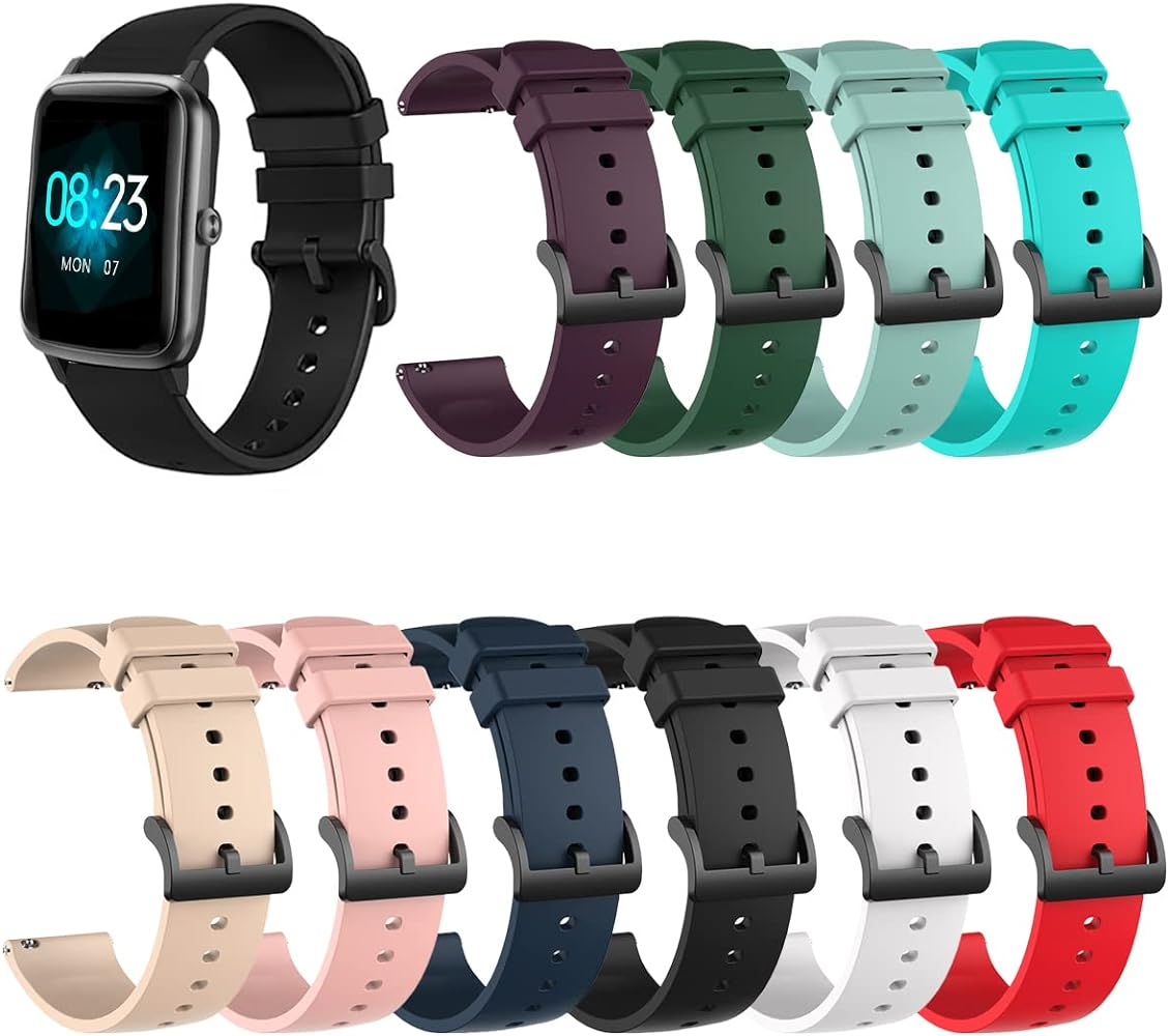 Intended for Fitpolo/MILOUZ/TOOBUR/Hoowel/A-TGTGA/Amzhero/Gydom IDW19 1.8''/Motast P99 Smart Watch Replacement Wristband for Quican/DATAFY/Konitee/Faweio/TMHAI IDW19 Smartwatch Soft Silicone Watch Band Adjustable Wristband