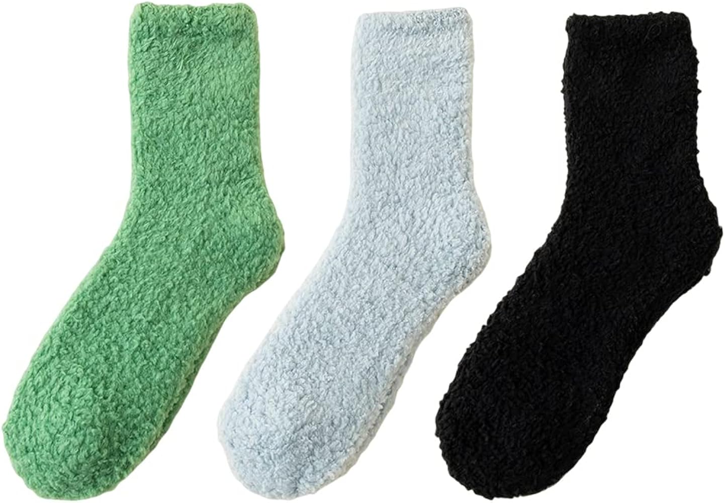 Womens Solid Color Fuzzy Socks Winter Warm Soft Cozy Fluffy Microfiber House Sleeping Casual Slipper Socks