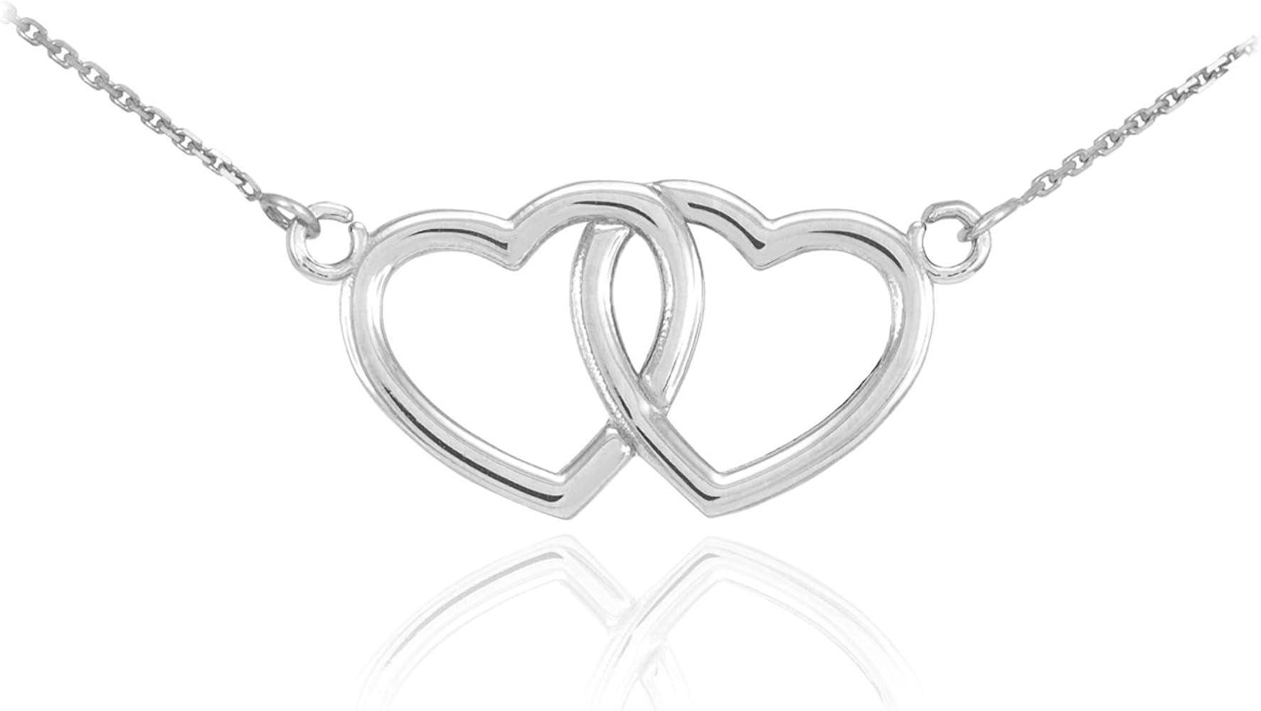 925 Sterling Silver Double Open Heart Necklace