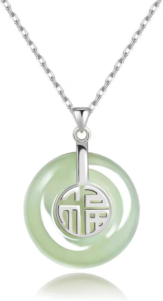 Christmas Gifts For Women Good Fortune Pendant Necklace in 18kt Gold Plated Jade Necklace for Women