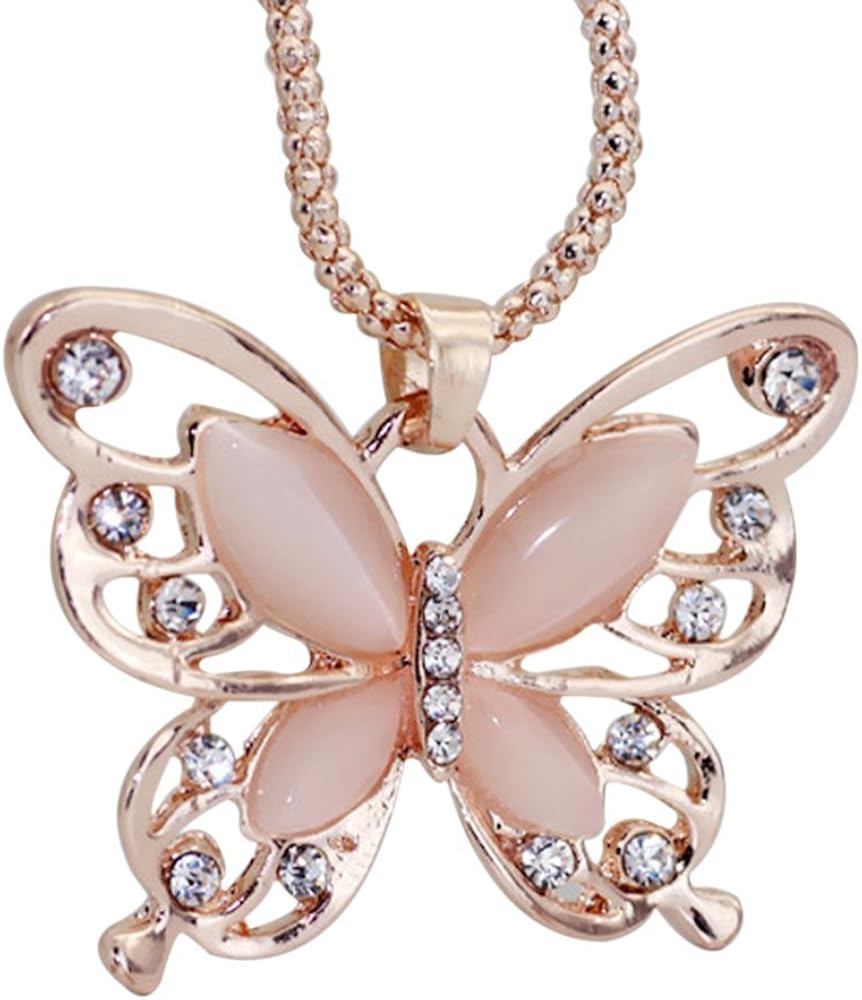 Necklace Hollow Crystal Butterfly Pendant Necklace Jewelry for Women mom Birthday Gifts Durable and Useful