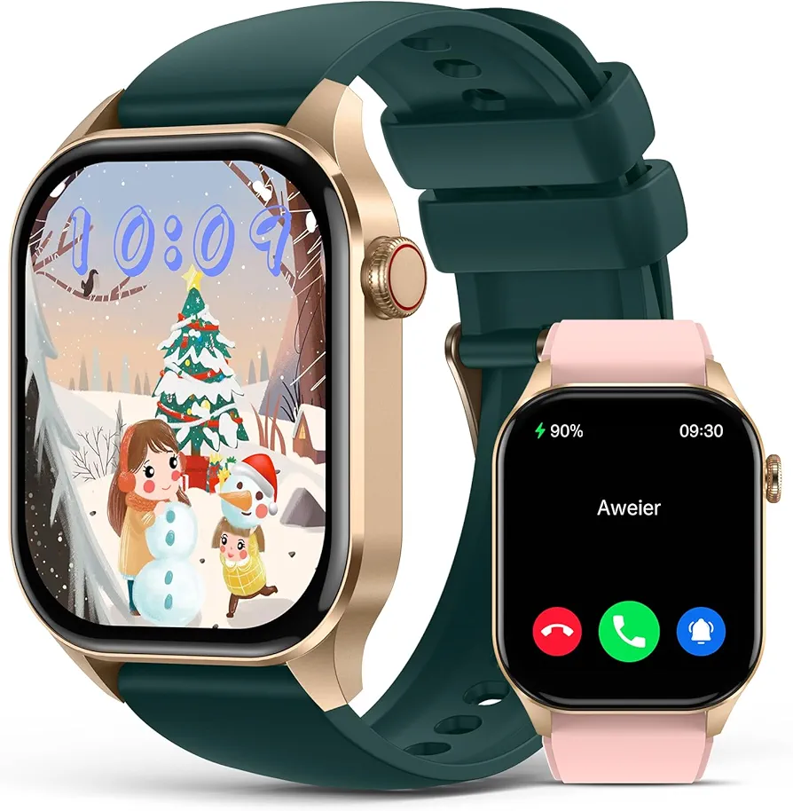 Smart Watches Christmas for Women 2.04" HD Screen Fitness Tracker Watches, Heart Rate Sleep Blood Oxygen Monitor, IP68 Waterproof, 136+ Sports, Answer/Make Call Smartwatch for Android iOS, Gold