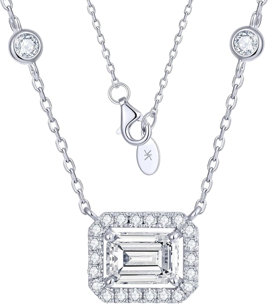 KSTYLE Moissanite Necklace for Women Lab Created Diamond Necklace D Color VVS1 Clarity 925 Sterling Silver Necklace, Jewelry Gifts for Wife Mother Anniversary Birthday Gift for Her