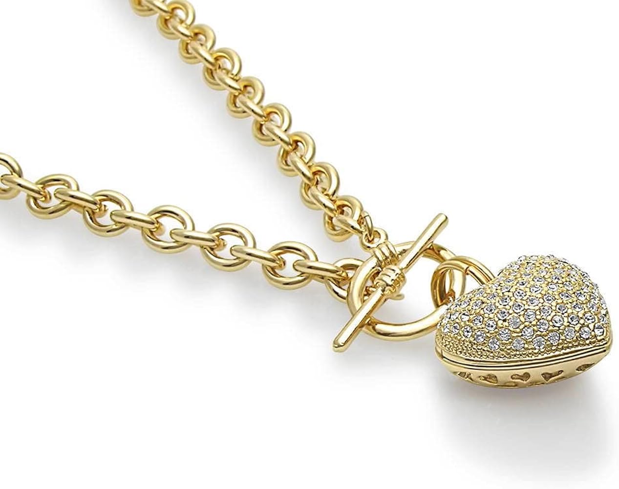 BERRICLE Heart Anniversary Toggle Pendant Necklace for Women (Gold-tone, Silver-tone)