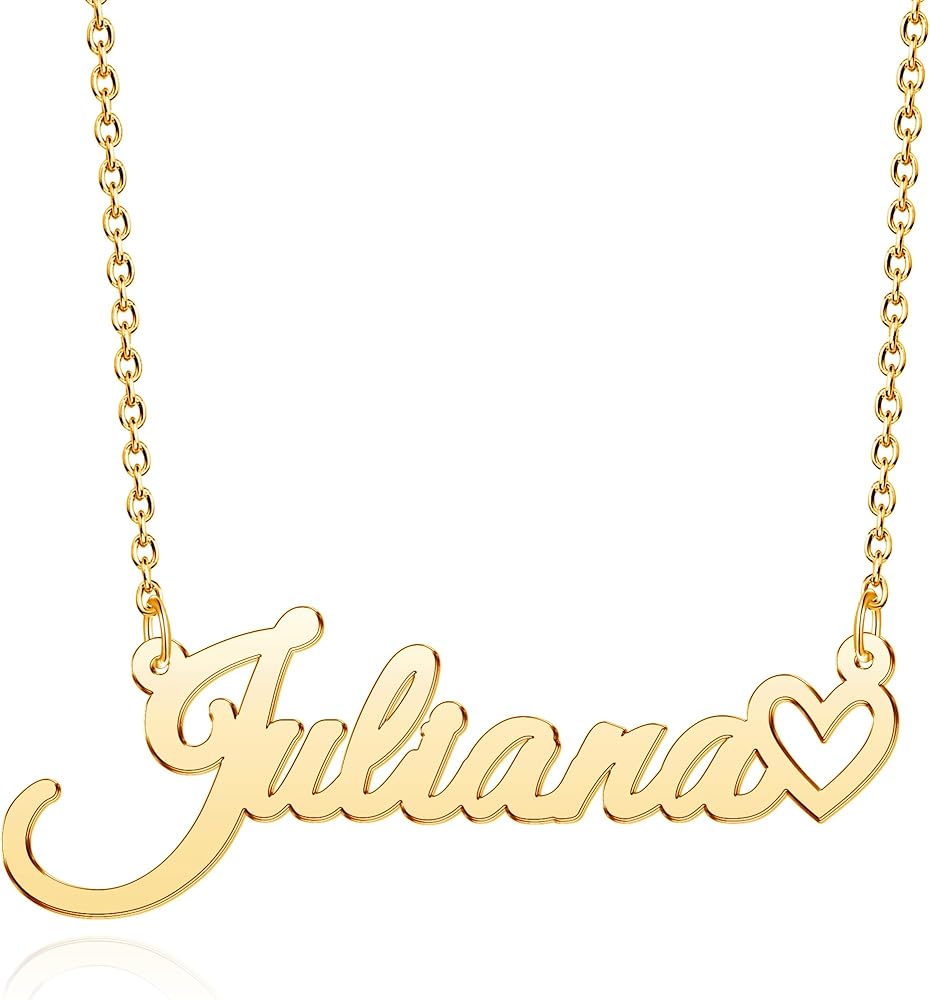 Custom Name Necklace for Women Personalized Name Necklaces with Heart 18K Gold Plated or Sterling Silver Nameplate Customized Pendant Jewelry Gift