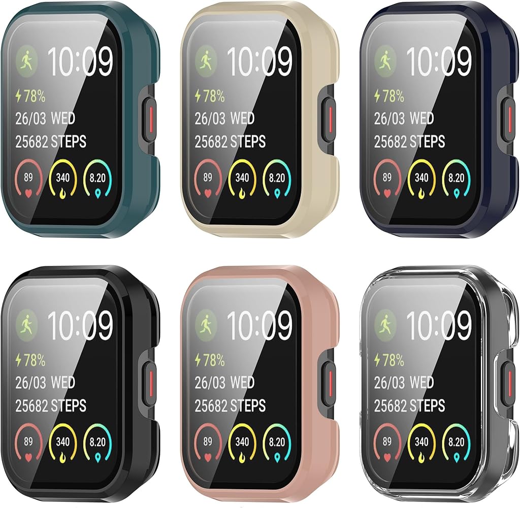 E ECSEM Case with Tempered Glass Screen Protector for SKG V7 & SKG V7 Pro, Slim Guard Bumper Full Coverage Hard PC Protective Cover HD Ultra-Thin Cover for SKG V7/V7 Pro Smartwatch