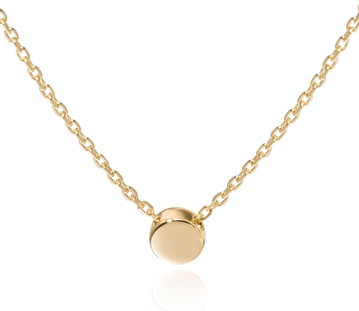 S.Leaf Sterling Silver Tiny Dot Necklace Circle Star Square Heart Necklaces for Women Dainty Necklaces for Women Simple Necklaces for Women