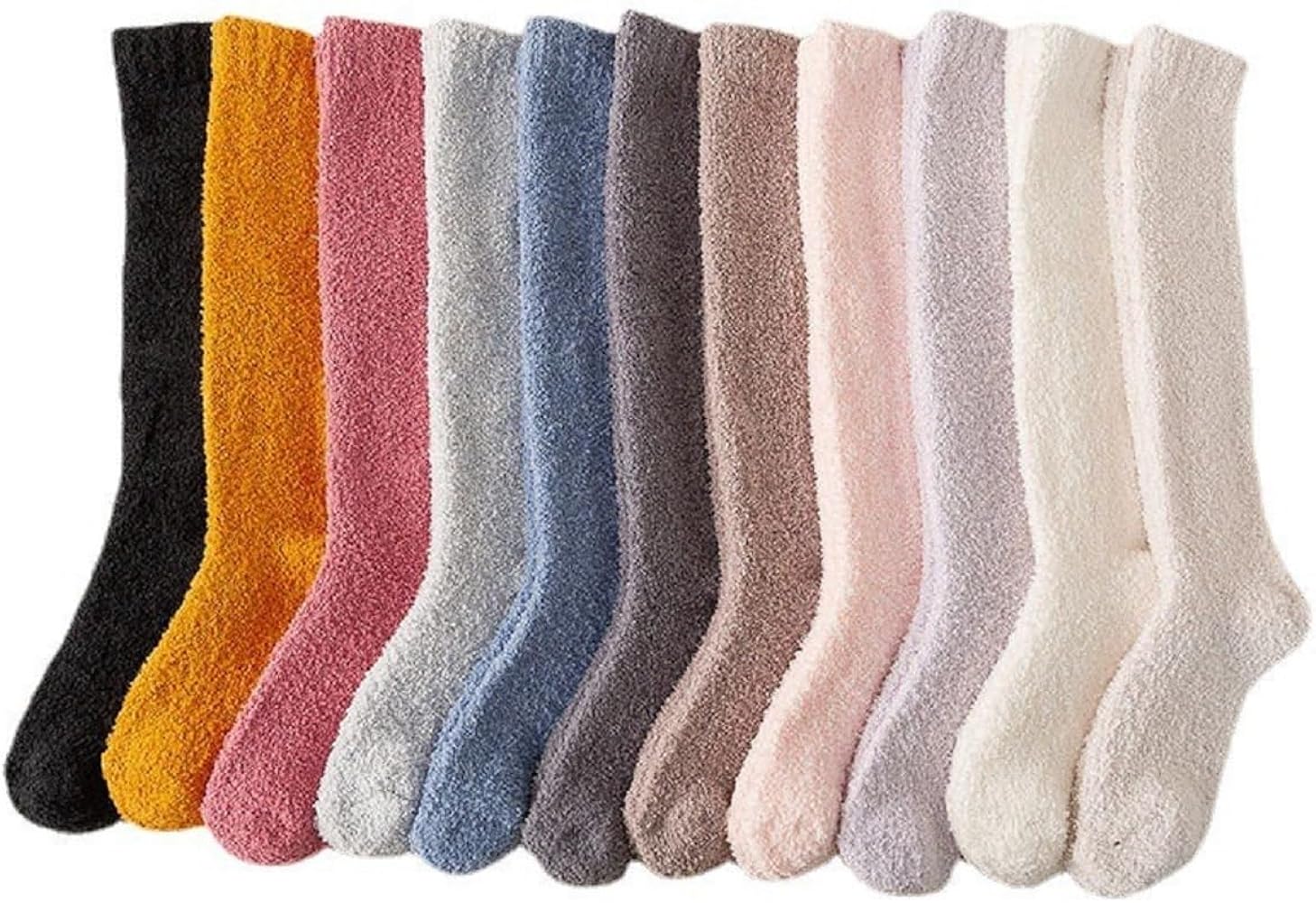 6 Pairs Fuzzy Socks for Women, Soft Cozy Fluffy Plush Stocking Super Warm Thick Winter Sleep Socks Microfiber Slipper Cabin Fleece Socks for Home Indoor Christmas Socks
