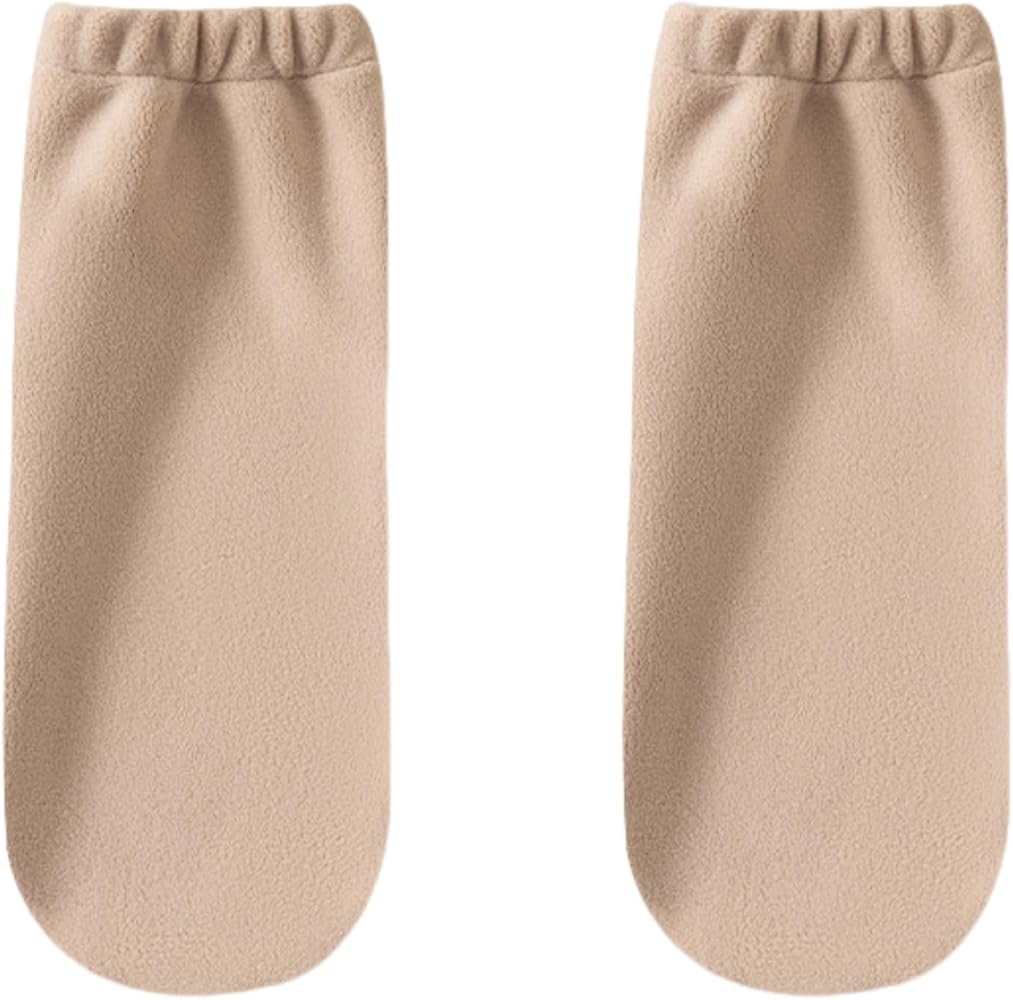 Fleece Socks 1 Pair Solid Color Double-sided Fleece Sleeping Socks High Elasticity Breathable Warm Sock Liners