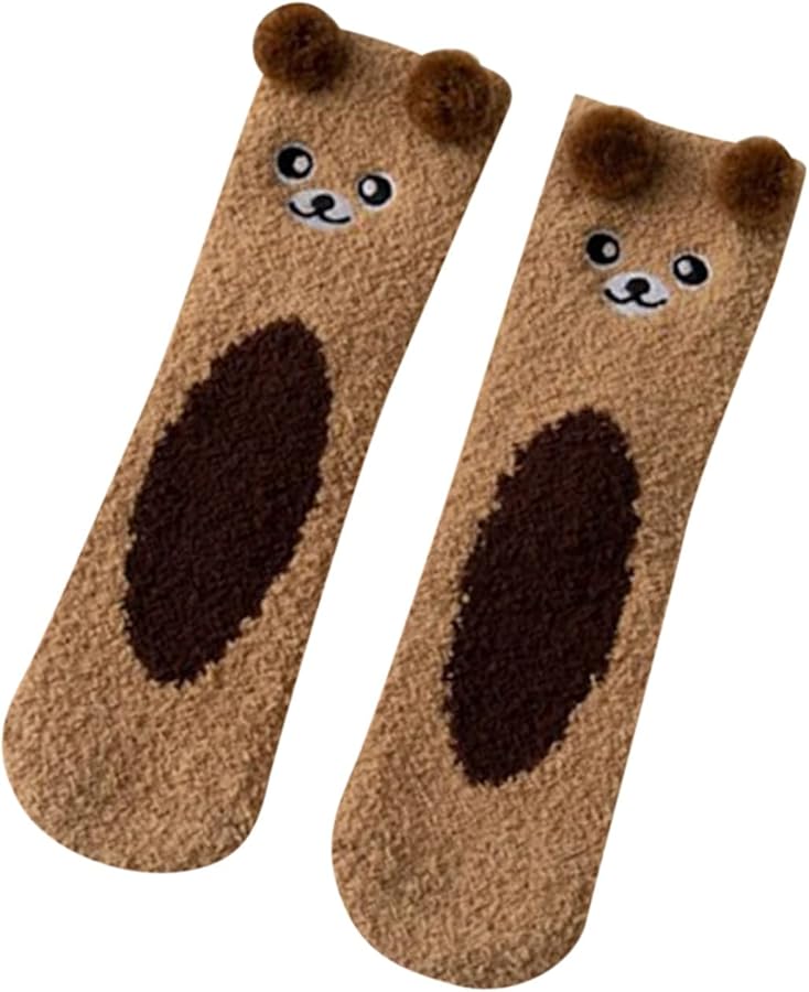 Womens Fuzzy Fluffy Socks Plush Warm Sleep Soft Cartoon Socks Winter Home Sleep Plush Socks