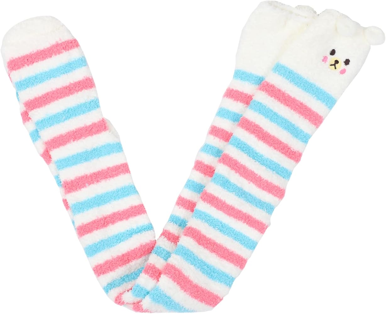 VALICLUD 2 Pairs Long Coral Fleece Socks Keep Warm Long Socks Student