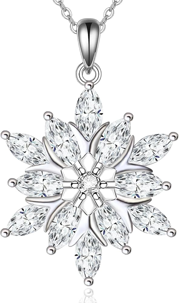 Christmas Necklace Snowflake Necklace for Women 925 Sterling Silver Christmas Tree Pendant Winter Necklace Jewelry Gifts for Her