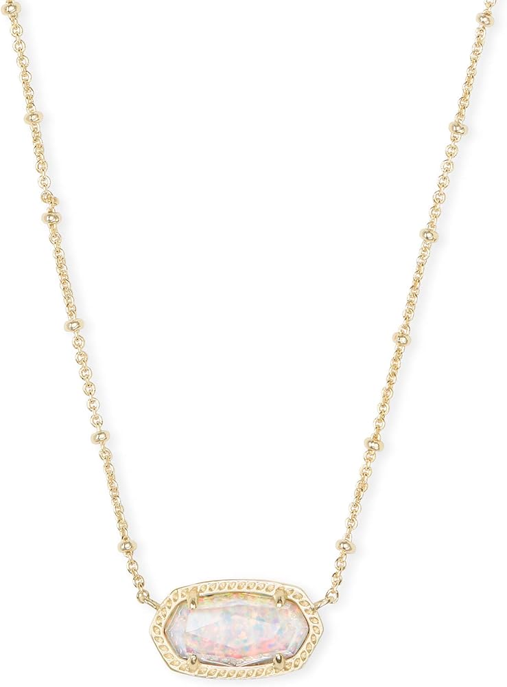 Kendra Scott Elisa Gold Satellite Pendant Necklace in White Kyocera Opal Illusion