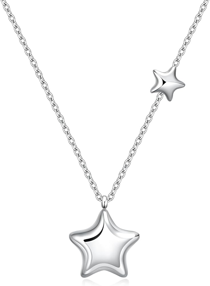 Rnivida Stainless Steel Star Necklace for Women Minimalist Star Charm Pendant with Adjustable Chain