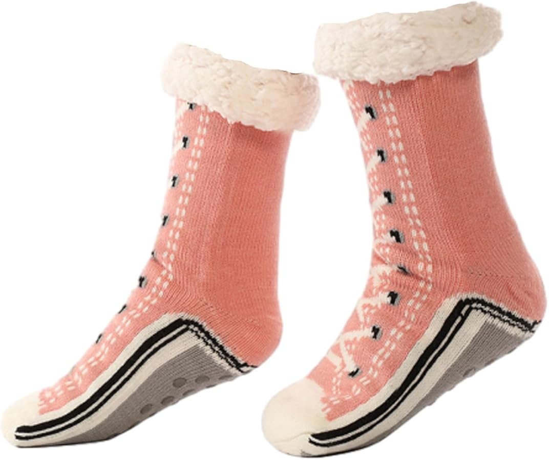 Ultra-thick Cashmere Slipper Home Socks, Non Slip Slipper Socks, Sherpa Socks, One Size for Sleep, Blanket, Floor Socks