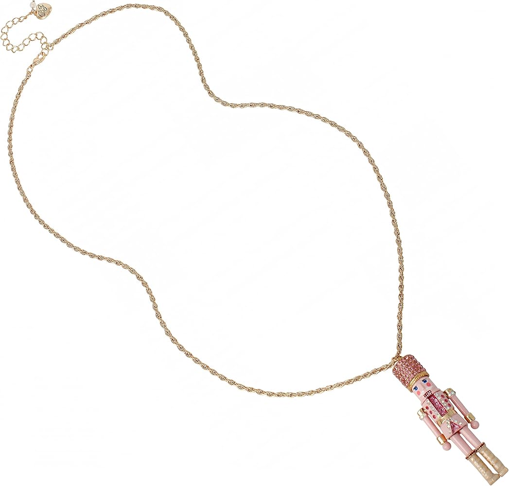 Betsey Johnson womens Nutcracker Pendant Long Necklace,Pink,373168GLD650