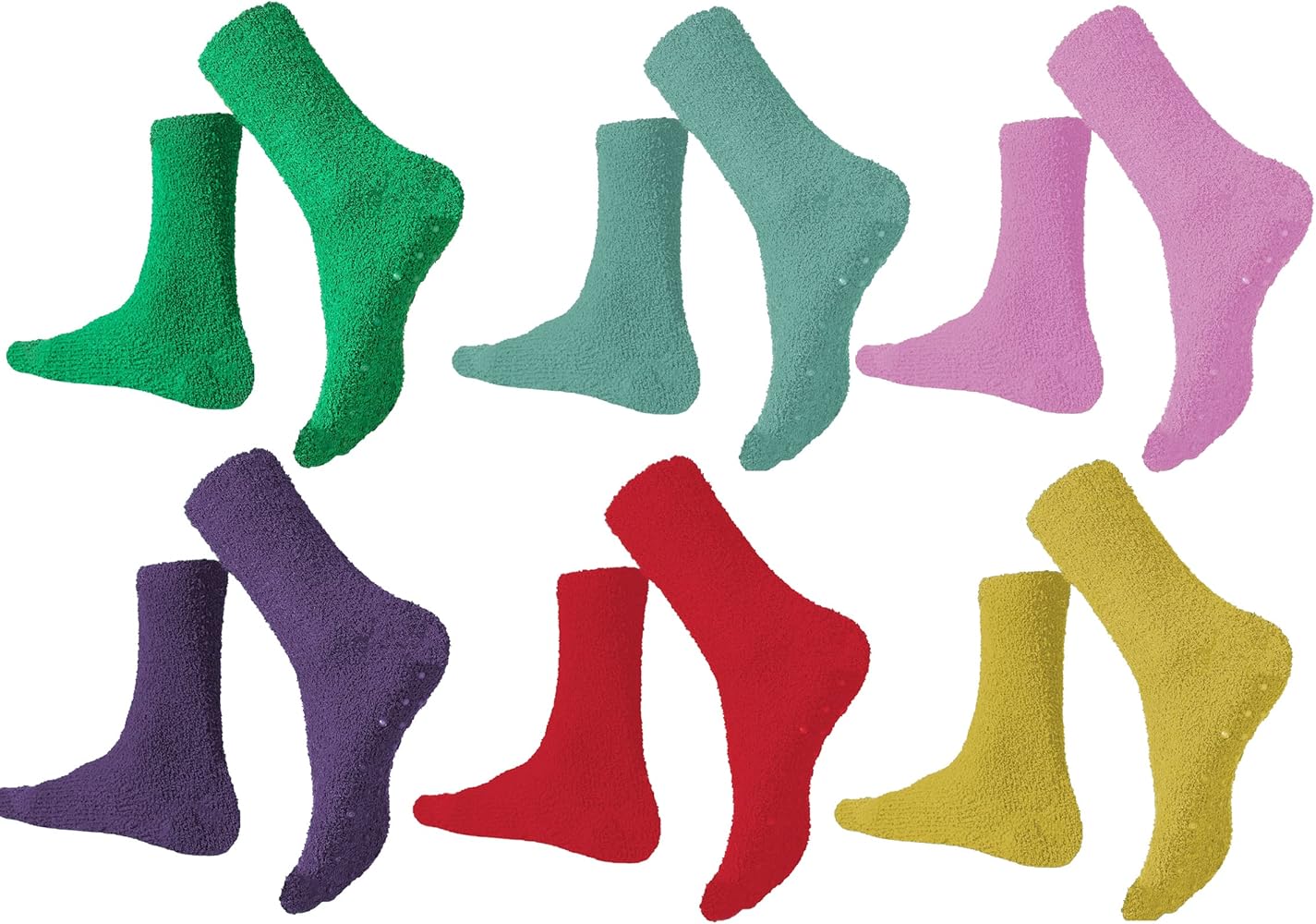 Gilbins Women's Super Soft Toasty Fuzzy Warm Cozy Plush Slipper Grip Anti Slip Socks 6 Pack