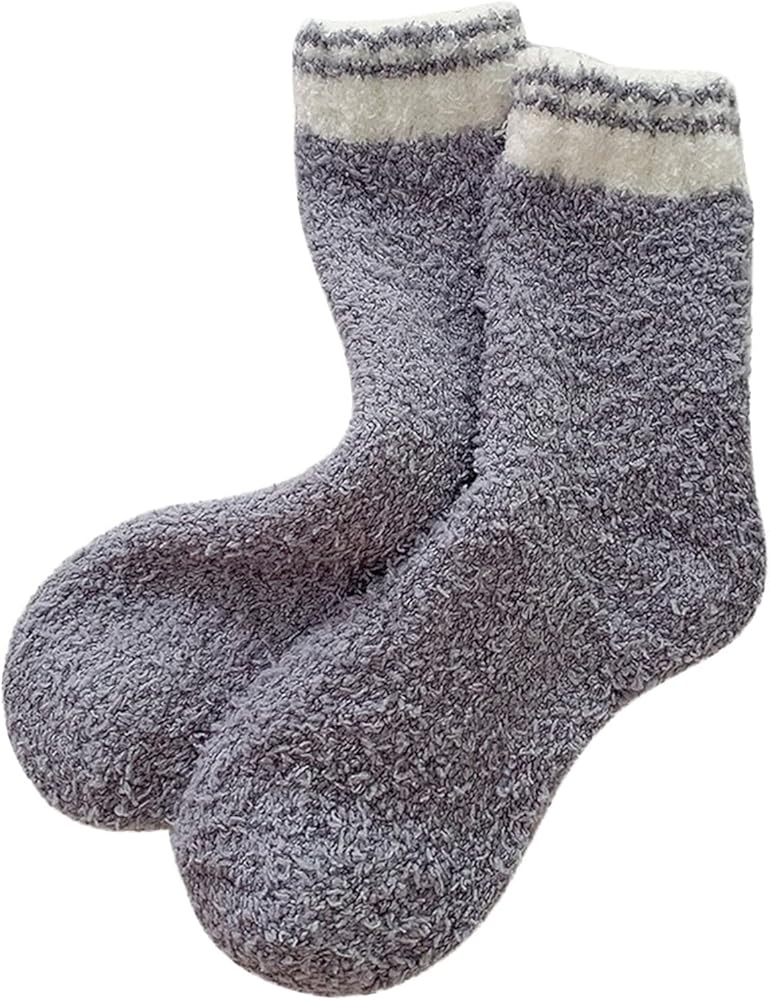 PTOLOCIF Womens Fuzzy Socks Slipper Socks Anti Slip Athletic Plush Slipper Grip Socks Thermal Plush Sleep Home Casual Socks